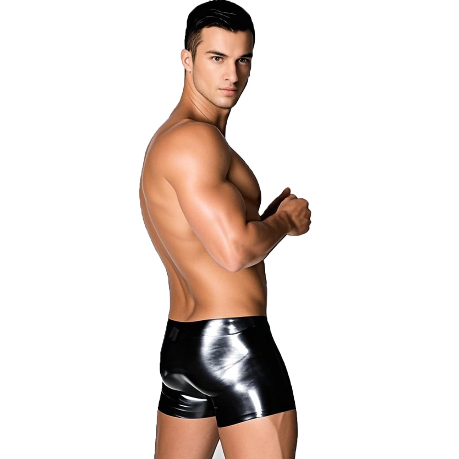 Mode Noire Culottes Latex pour Hommes,sous Vêtements Latex Naturel,Short Latex Fait Main,Convient Cosplay,Costumes Fête Club
