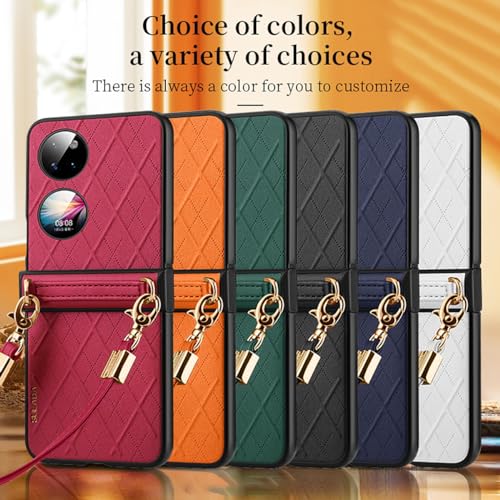 Coque Huawei P50 Pocket antichoc fine, étui à rabat avec sangle verte - 4