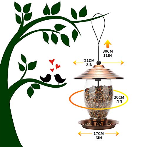 Realead Bird Feeder, Wild Bird Feeders For Outside,Metal And Glass Bird Feeder With 3 Lbs Seed Capacity thumb #4