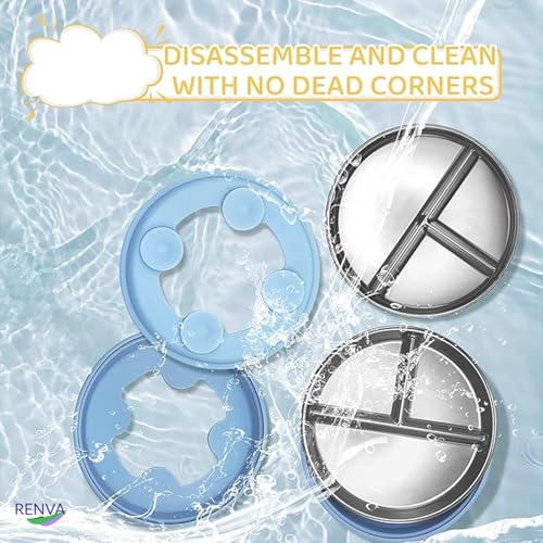 Image of RENVA Stainless Steel Kids Plates Suction Plate for Baby,Divided Toddler Plates with Removable Silicone Sleeves for Mess-Free Feeding, Non-Toxic, Non-Slip (Blue, 1 Plate)