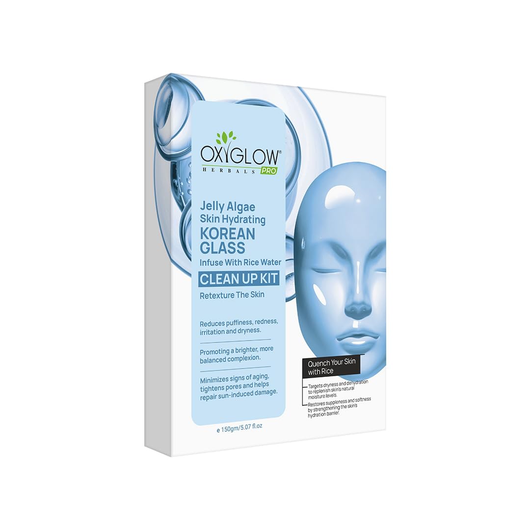 OXYGLOW Herbals Jelly Algae Skin Hydrating Korean Glass Infused with Rice Water Clean-Up Kit For Men & Women 150GM-picture-17