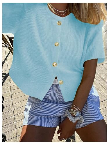 Verdusa Women's Old Money Tops Button Cardigan Sweaters Fall Outfits Ribbed Knit Outerwear3