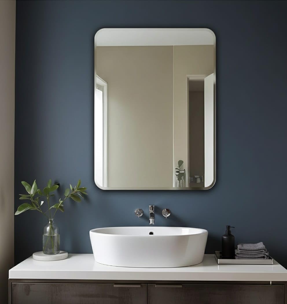 GLAMX® Plain Glass Frameless Decorative Mirror for Bathroom Wall (18 X 24 Inch, Rectangle)-image-37