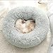 Przytulne legowisko dla psa pączka, legowiska dla szczeniaka bardzo duże psy, puszyste pluszowe przytulanka uspokajające legowisko dla psa, można prać okrągła poduszka sofa łóżko dla dużych średnich psów, jasnoszary, 60 cm