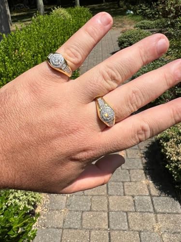 HarlemBling Men’s 0.6ct Moissanite Ring – 14k Gold Over 925 Sterling Silver, 0.25ct Center Stone, VVS D Color, Passes Diamond Tester | Iced Out Round Pinky Ring4