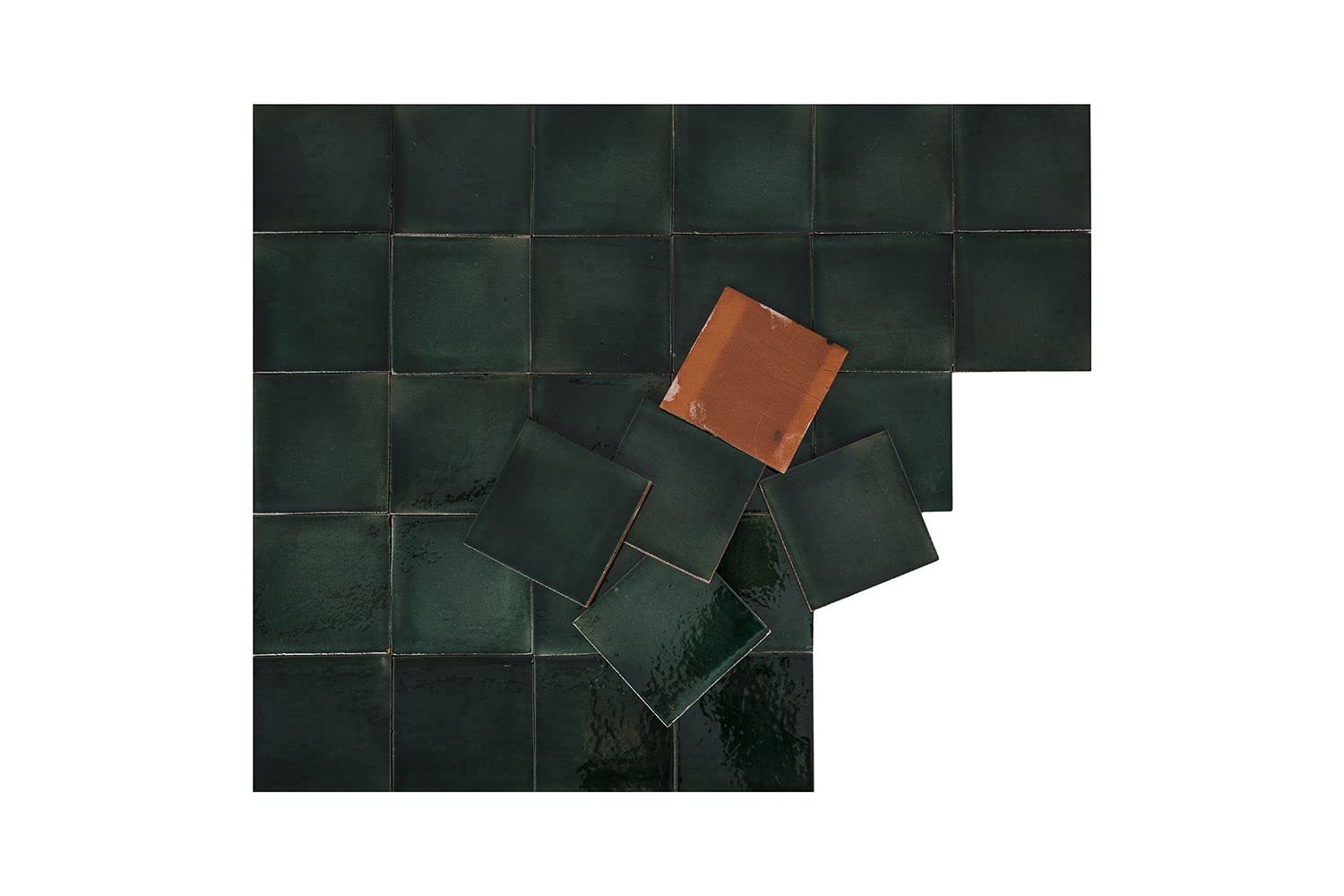 Cerames Piastrelle per mosaico verdi in tinta unita verde brillante – Messicano in ceramica mosaico, piastrelle verdi in Messico per cucina, bagno, doccia, mattonelle verdi confezione da 30
