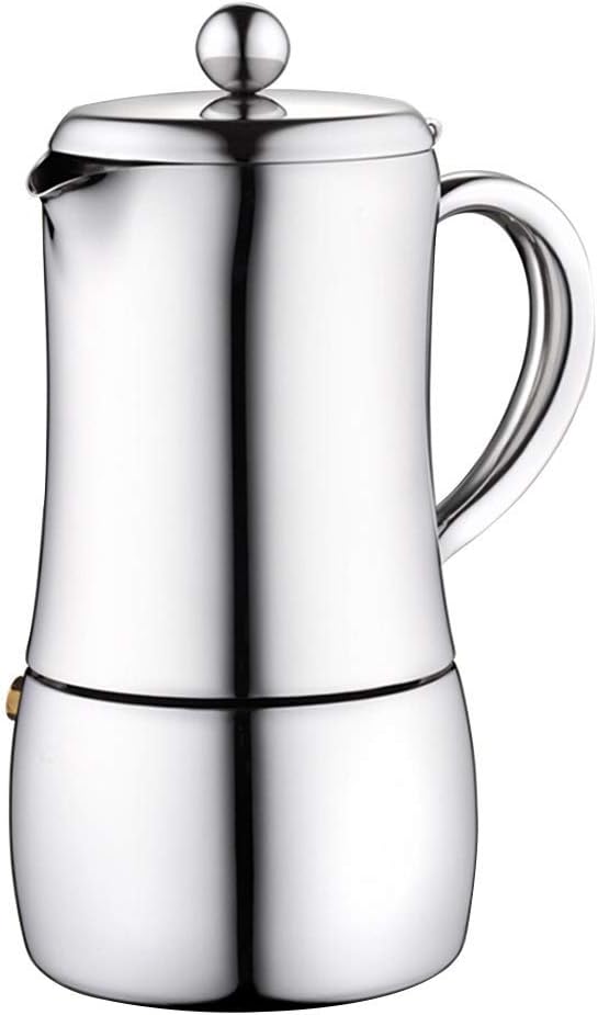 Mocha Pot Stainless Steel Mocha Pot Coffee Maker Household Coffee Maker Coffee Utensils Stovetop Coffee Makers (Color : Silver, Size : 10 Cup) (Silver 10 Cup)