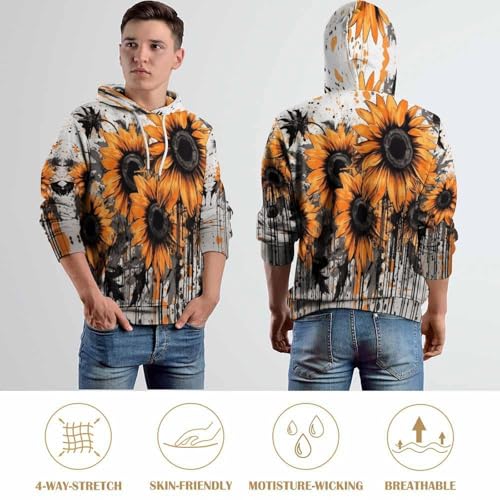 Pull sweat à capuche orange à manches longues pour look urbain décontracté