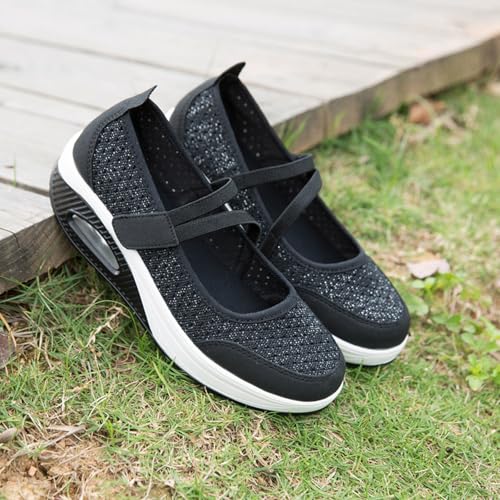 ihinzry Women's Air Cushion Nurse Shoes Outdoors Lightweight Breathable Slip On Sneakers4