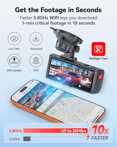 Image of REDTIGER F7NA 4K Dual Dash Cam STARVIS 2 IMX678 8MP 5GHz WiFi (20MB /s Fast Download) Front 1080P Rear GPS Voice Control WDR HDR Night Vision 24H Parking Mode Support 512GB Max(No SD Card)