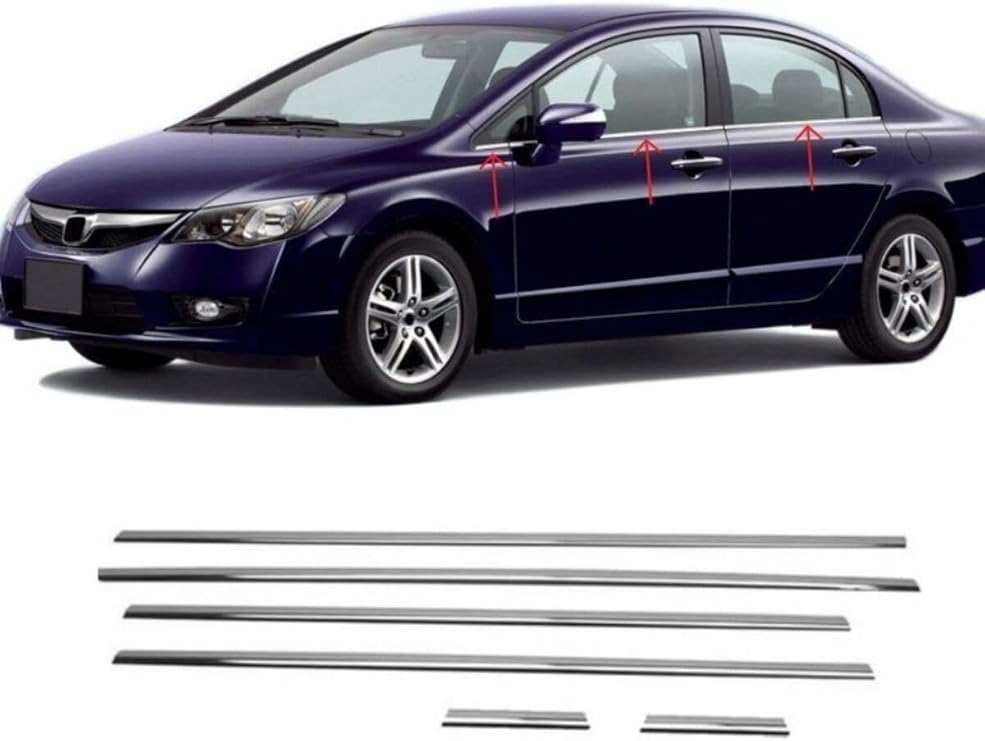 BTM AUTOMOTIVE (332) Fd6 Case Chrome Glass Lath Compatible with 6 Pieces Stainless Steel Honda Civic