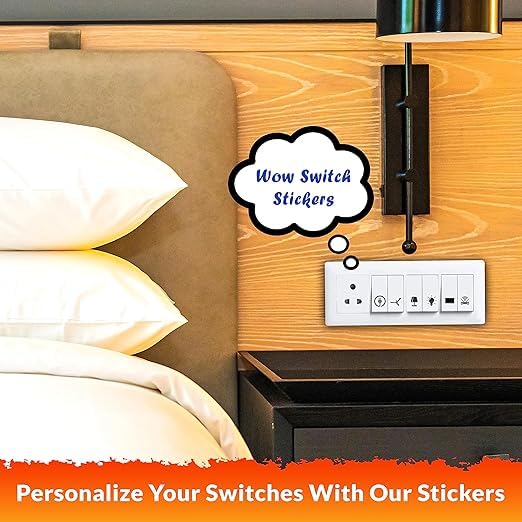 Image of TRIFIRT Switch Board Stickers for Home and Office - 41 Icons 450 Pcs Self Adhesive, Modern Electric White Switch Board Covers, Transparent Stickers for Switches, Lightbulb, Fan, AC, Stickers 1.5 cm