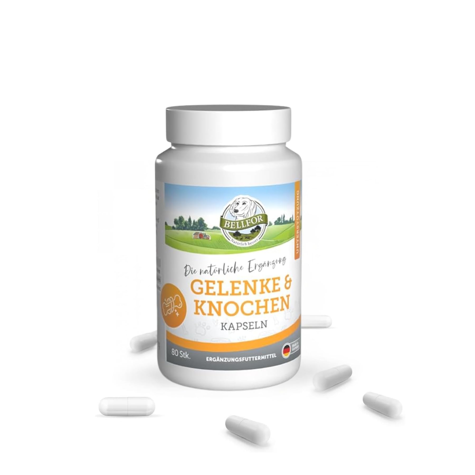 Bellfor suplemento Articular para Perros con glucosamina, condroitina, colágeno y Ovopet, complemento Natural para articulaciones y Huesos sanos, 80 cápsulas