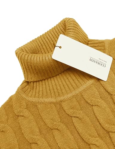 Image of COOFANDY Men's Slim Fit Turtleneck Sweater Casual Twisted Knitted Pullover Sweaters
