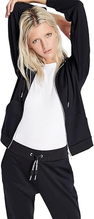 Armani Exchange Womens Circle Logo Back Zip Up Hooded Sweatshirt
