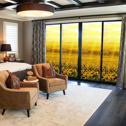Vinilo decorativo para ventana con diseño de girasoles 23.6 x 35.4 pulgadas miniatura 4