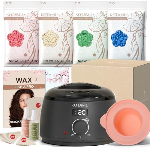 KOTAMU Waxing Set mit digitalem Wachswärmer, Silikonschale und 400 g Wachs | Professionelles Wachs Haarentfernung Maschine für Anfänger Augenbrauen und den Heimsalon, Frauen und Mä
