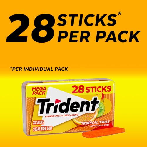 Image of Trident Tropical Twist Sugar-Free Gum, 6 Packs of 28 Pieces (168 Total)