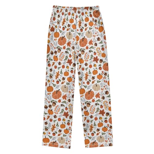 Pajama Pants Lounge Sleep PJ Bottoms Sleepwear Elastic Waist Drawstring S Hand Drawn Pumpkin2