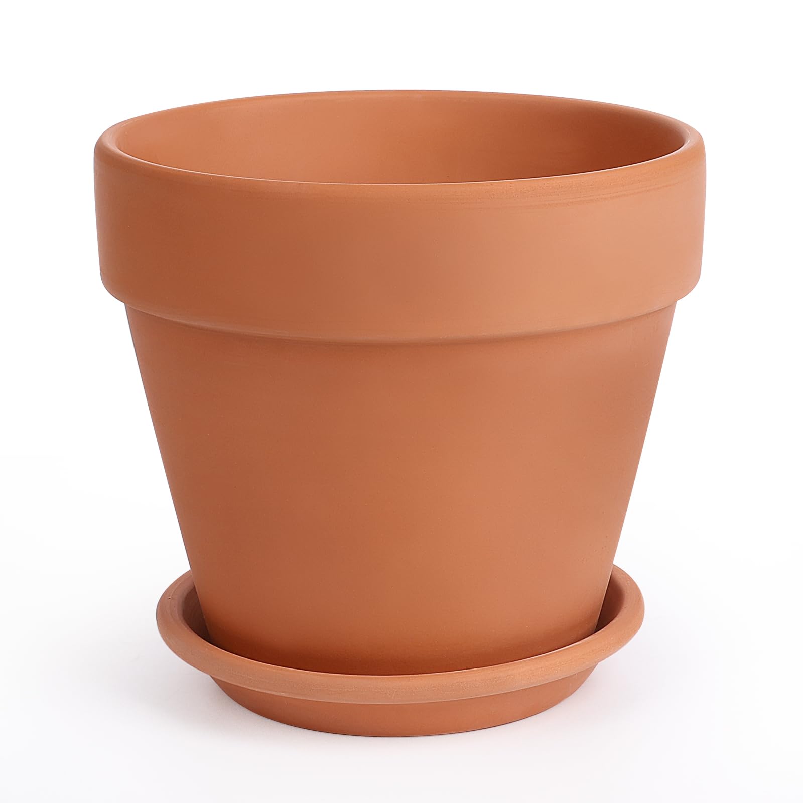 ingofin 12 inch terracotta pot with saucer - ceramic clay pot for plants with drainage hole, large terra cotta flower planter with tray for indoor outdoor plants