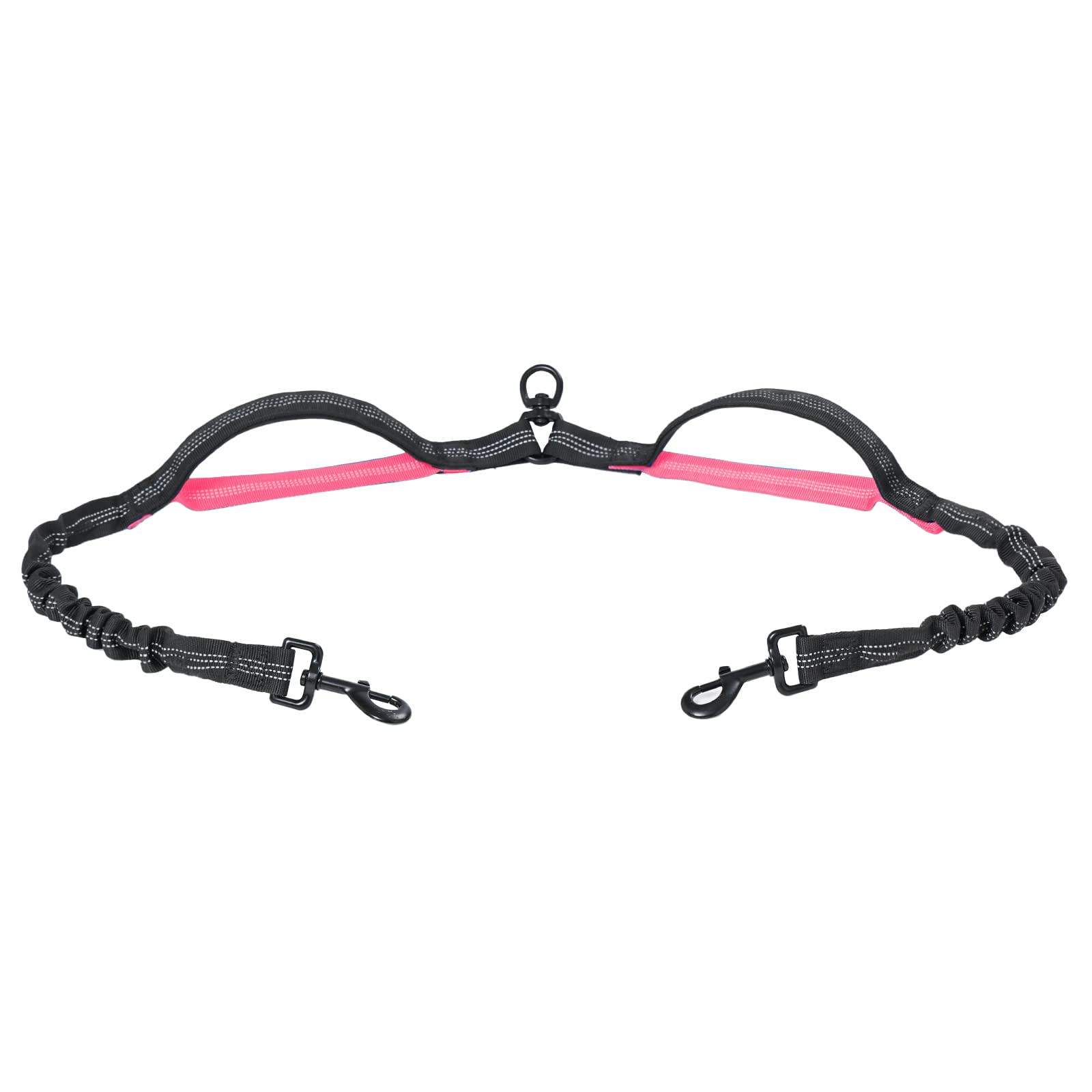Dual Dog Leash | Hands Free Dog Leash 2 Dogs | Double Dog Leash for Walking & Training & Hiking | Shock Absorbing Reflective | 360°Swivel 2 Dog Coupler | No Pull Y Dog Leash(Coupler Pink)