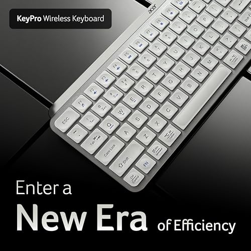 Image of Acer KeyPro X105 Wireless Keyboard I Dual Mode 2.4GHz USB + BT 5.0 I 105 Keys Full Size Keyboard I Rechargeable 400mAh Battery I USB-C Charging I 64H Use I Windows Mac Android Compatible I Silver