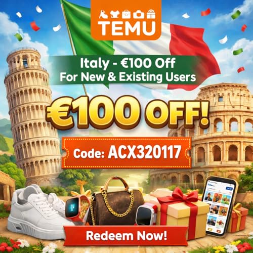 Italy Temu Coupon Code [{"acx320117"}] &euro;100 off For New & Existing User copertina