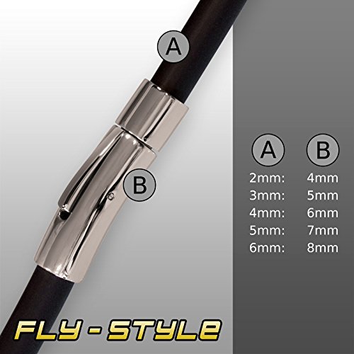 Fly Style Kautschuk-Kette oder Armband - Schwarze Halskette mit Edelstahl-Verschluß, Längen:ca. 45.0 cm, Stärke:3 mm