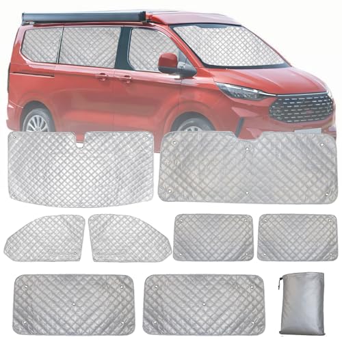8PCS Parasole per Parabrezza per Camper Sostituzione per Ford Transit Custom SWB 2012-2022, Set per Finestrini Ciechi Termici Interni, Parasole Per Parabrezza Interno Anti UV, 99% Occlusione