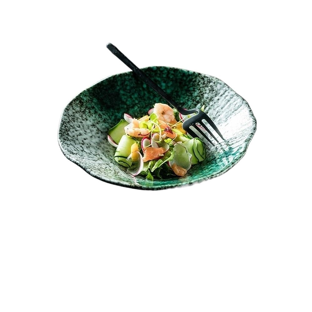 GFHTRELY Dinner Tray Cold Dish Hotel Plate Deep Dish Dish Ceramic Noodle Bowl Japanese Style Bowl Tableware Dinner Plate(C)