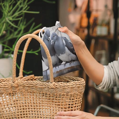 Drawstring Storage Bags Small Reusable Doves Printing Adult Canvas Bag Custom Graphic Multi-Purpose Organizer3