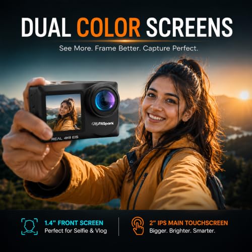 Image of FitSpark Eagle i15 Pro Max Real 4k Action Camera Creator Pack | Sony Sensor | 2 Turbo Batteries | 240~300 min Recording | Pro Dual Fast Charging Dock | Type-C Wired Microphone | Waterproof, Stabilization