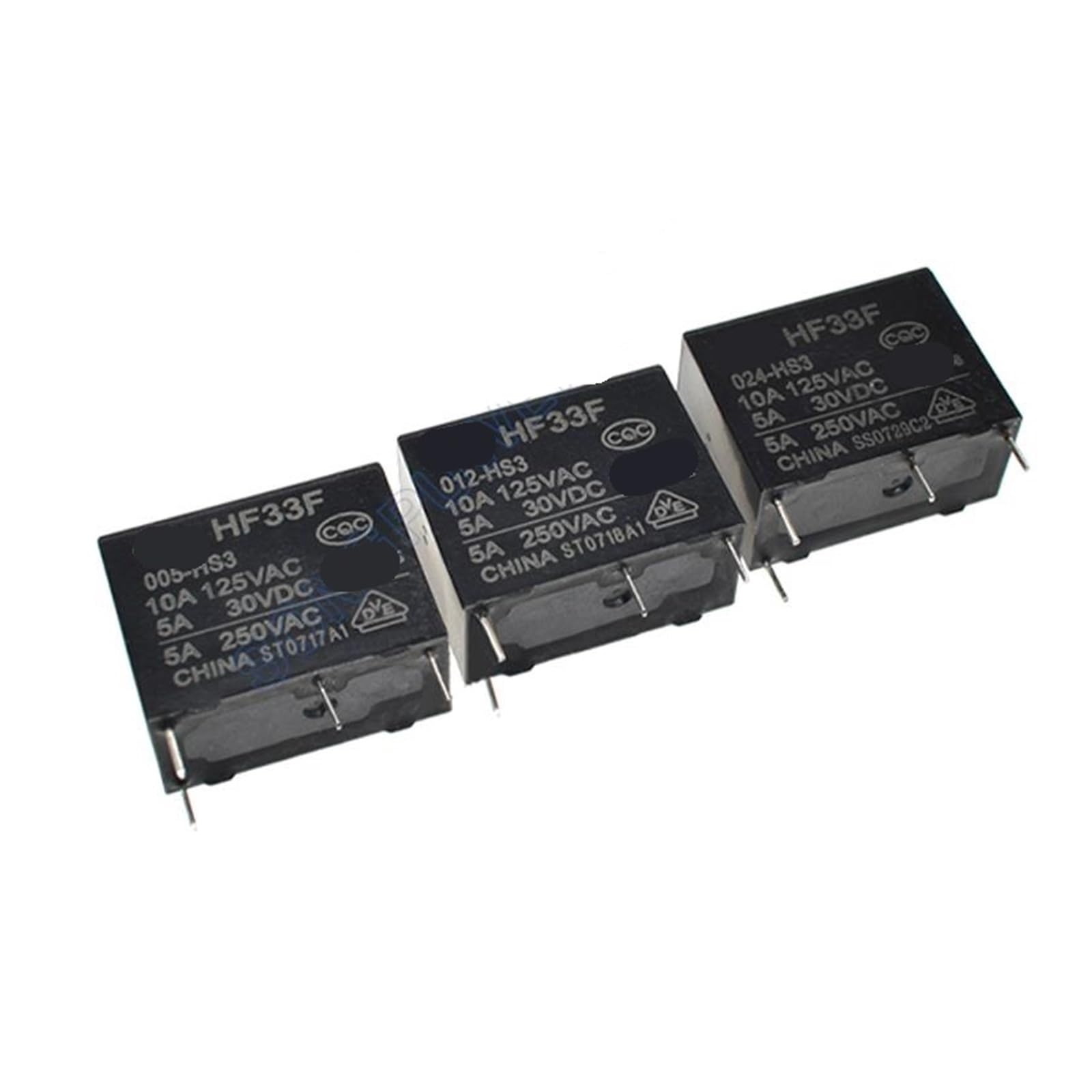 10 Stück Leistungsrelais HF33F / JZC-33F – 5 A / 250 V AC, 4 PIN, 5/12/24 V DC, Für Motorsteuerungen