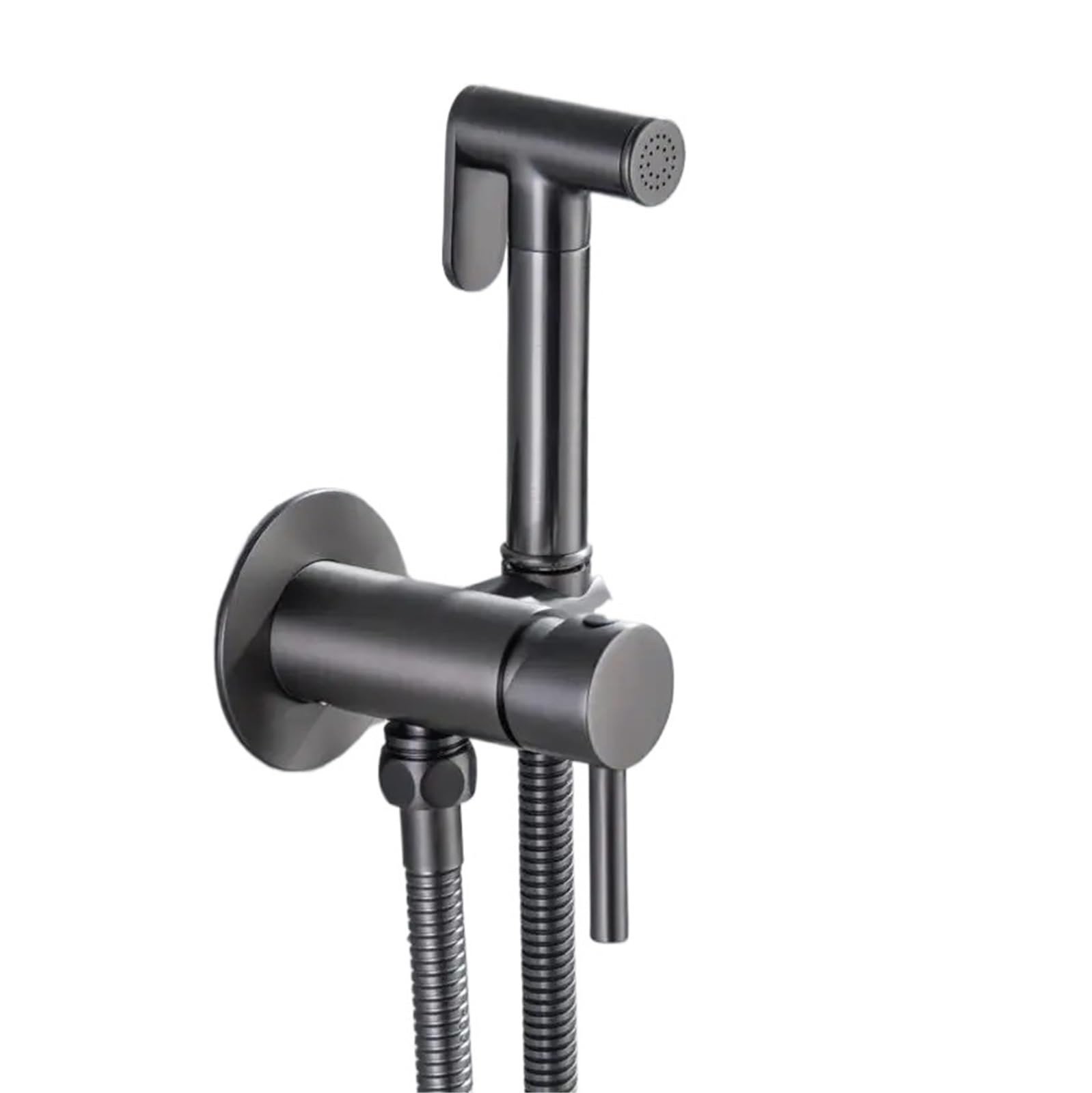 ZYCHSJXA Gray Bidet Sprayer Toilet Faucet Brass Hand-held Wall-Mounted Brushed Mixer Hot and Cold Water with Hose Sprayer(Gunmetal Gray)