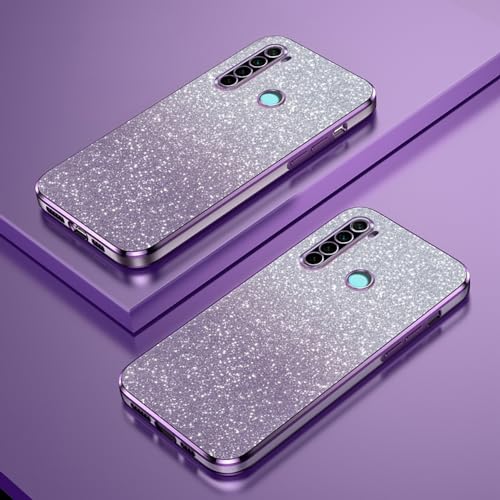 Custodia Telefono Trasparente Compatibile con Xiaomi Redmi Note 8 2021/Redmi Note 8 Cover Cornice Elettroplaccata Gradiente Glitter Protettiva Sottile TPU