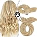 Moresoo 24 Inch Straight Remy Hair Extensions Tape in Skin Weft Human Hair Glue in Hair 40pcs/100g Color Honey Blonde #14 and Bleach Blonde #613 Tape in Adhesive Hair Human Hair