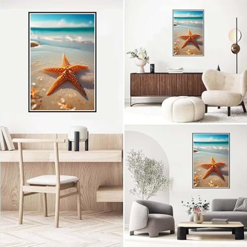 Kit Complet Diamant Painting Plage de Sable Grand Format 60x80cm pour Décoration Maison