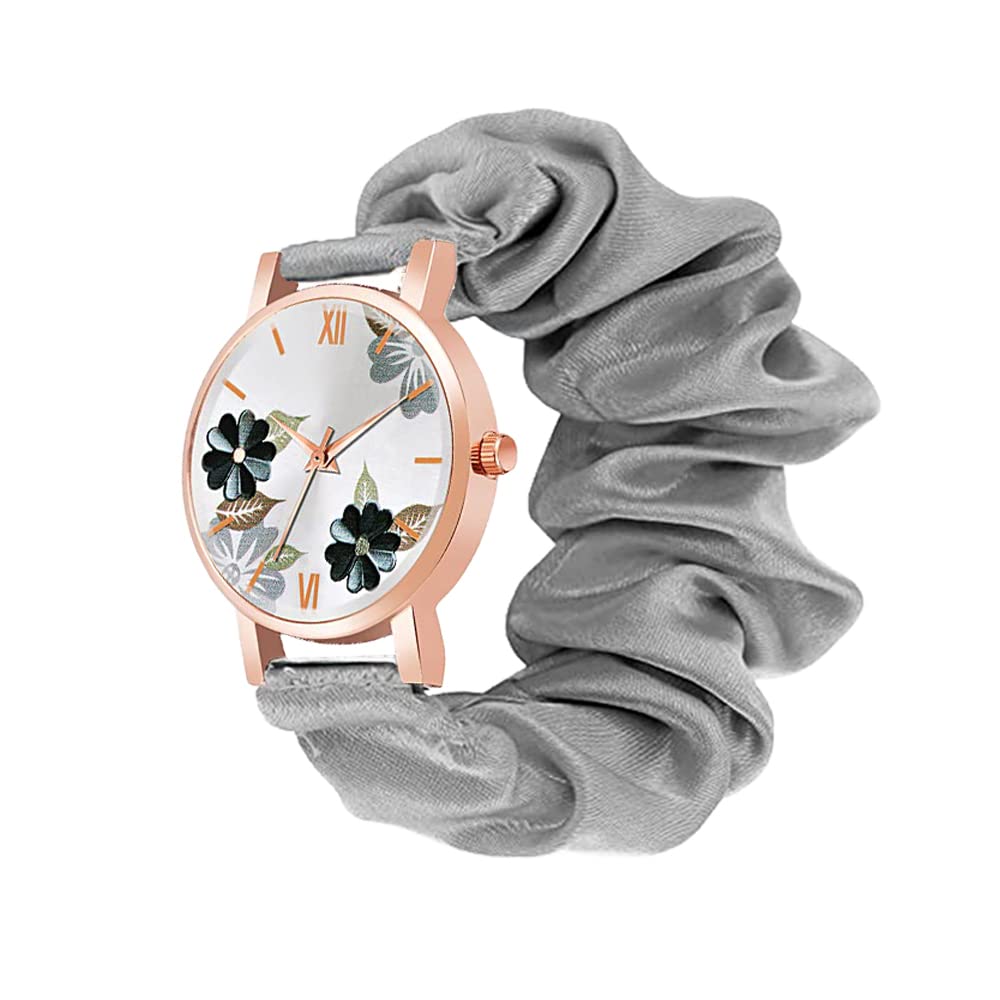 FYLAINCE™ Scrunchies Watch Classic Flower Dial & Unique Scrunchies Watches Strap Cloth Soft Pattern Solid Fabric Wristband I Watch Cute Elastic Scrunchy Bands Watch for Women & Girls (B0C3BBY77Q) Amazon Price History, Amazon Price Tracker