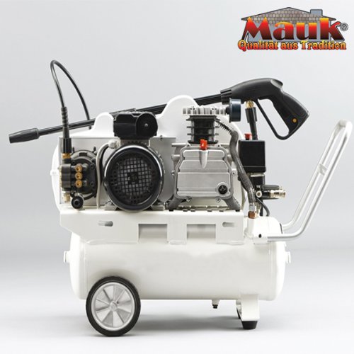 MAUK Druckluft Kompressor | 2in1 Hochdruckreiniger mit 8bar und 24L Tankvolumen, Fördermenge 400L/h und 1500W Motor