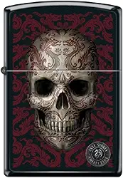 Zippo Isqueiro - para Anne Stokes caveira esqueletos padrões dragões góticos preto fosco isqueiro à prova de vento #Z5327