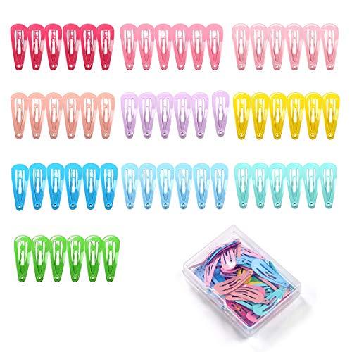Justbuy 60pcs 1.2inch Small Hair Clips Cute Color No Slip Snap Hair Clip Mini Barrettes for Toddler Girls Kids (mixed 10 colors)