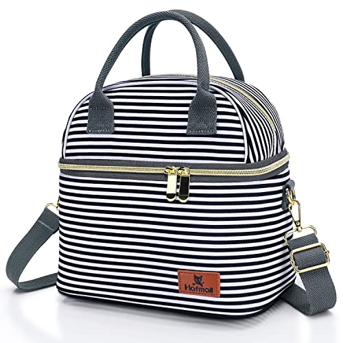 Hafmall Insulated Lunch Bag for Women Men 9L Dual Compartment Lunch Cool Bag for Work School Adult Lunch Bag with Shoulder Straps