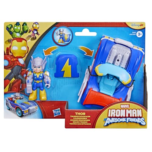 Marvel Iron Man and His Awesome Friends Thor Thunder Roadracer Action Figure & Toy Vehicle, 3-Inch (7.6 CM) Super Hero Toys, 3+ - image 3