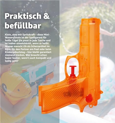 3er Wasserpistolen Set - ca. 12 cm mit großer Reichweite Wasserspritzpistole Spritzpistole klein mini für Kinder