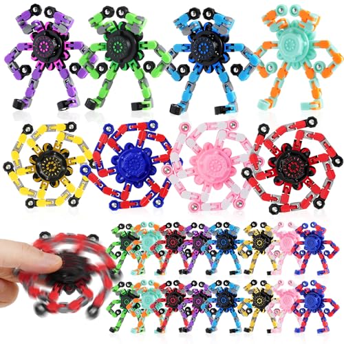 24PCS Transformable Fidget Spinners,Bulk Sensory Fidget Stress Relief Toys for Kids Boys Girls Age 8-13 Fingertip Gyros Party Favors Birthday Gifts for Teens Travel Toys