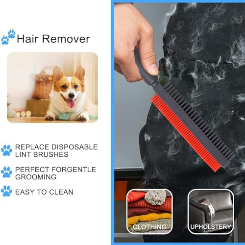 Image of Rubber Pet Hair Removal Brush for Couch Clothes Dog Cat Pet Hair Carpet, Also Used as Dog Cat Bath Brush with Massage Effect (orange)