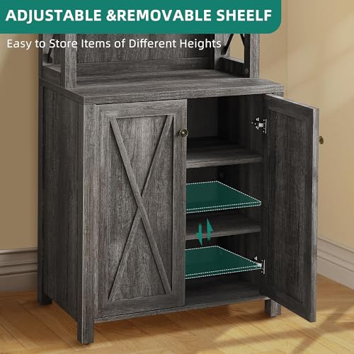 DWVO-67-Tall-Wine-Bar-Cabinet-for-Liquor-and-Glasses-Farmhouse-Kitchen-Cabinet-Coffee-Bar-with-Adjustable-Shelves-Open-Storage-Shelves-Buffet-Kitchen-Cabinet-for-Dinning-Room-Kitchen-Dark-Grey DWVO 67 Tall Wine Bar Cabinet for Liquor and Glasses Farmhouse Kitchen Cabinet Coffee Bar with Adjustable Shelves Open Storage Shelves Buffet Kitchen Cabinet for Dinning Room Kitchen Dark Grey