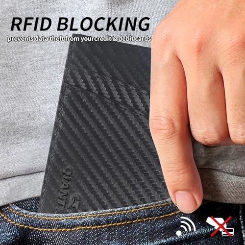 Mens Wallet Bifold Slim Minimalist RFID Blocking Wallet with 2 ID Window Front Pocket Wallet Father's Day Gifts3