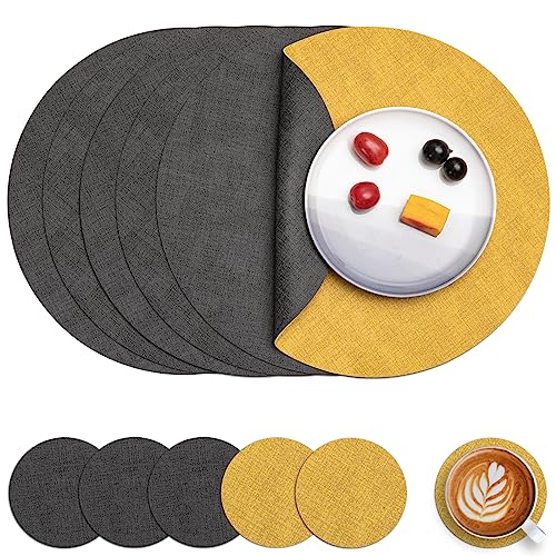 Myir JUN Leather Placemats and Coaster Set of 4