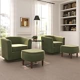 zzlay Swivel Accent Chair with Storage Ottoman Set of 2, Modern Velvet Barrel Chair, Upholstered Armchair with Footrest for Living Room/Reading/Bedroom, 25.4'' D x 28.35'' W x 24.4'' H, Green